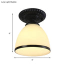 GobekUsa Industrial Black Semi Flush Ceiling Light with Milky Glass Shade – Perfect for Gallery