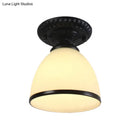 GobekUsa Industrial Black Semi Flush Ceiling Light with Milky Glass Shade – Perfect for Gallery