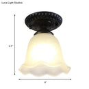 GobekUsa Industrial Black Semi Flush Ceiling Light with Milky Glass Shade – Perfect for Gallery