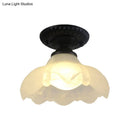 GobekUsa Industrial Black Semi Flush Ceiling Light with Milky Glass Shade – Perfect for Gallery