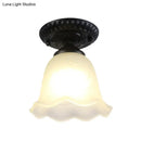 GobekUsa Industrial Black Semi Flush Ceiling Light with Milky Glass Shade – Perfect for Gallery