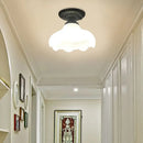 GobekUsa Industrial Black Semi Flush Ceiling Light with Milky Glass Shade – Perfect for Gallery
