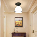 GobekUsa Industrial Black Semi Flush Ceiling Light with Milky Glass Shade – Perfect for Gallery