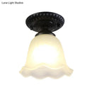 GobekUsa Industrial Black Semi Flush Ceiling Light with Milky Glass Shade – Perfect for Gallery