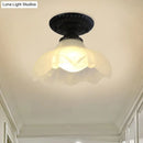 GobekUsa Industrial Black Semi Flush Ceiling Light with Milky Glass Shade – Perfect for Gallery