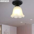 GobekUsa Industrial Black Semi Flush Ceiling Light with Milky Glass Shade – Perfect for Gallery