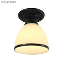 GobekUsa Industrial Black Semi Flush Ceiling Light with Milky Glass Shade – Perfect for Gallery