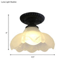 GobekUsa Industrial Black Semi Flush Ceiling Light with Milky Glass Shade – Perfect for Gallery