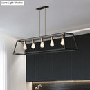 GobekUsa Industrial Black Trapezoid Island Light: 5-Bulb Metal Fixture for Dining Room Ceiling Suspension