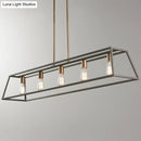 GobekUsa Industrial Black Trapezoid Island Light: 5-Bulb Metal Fixture for Dining Room Ceiling Suspension