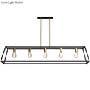 GobekUsa Industrial Black Trapezoid Island Light: 5-Bulb Metal Fixture for Dining Room Ceiling Suspension