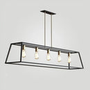 GobekUsa Industrial Black Trapezoid Island Light: 5-Bulb Metal Fixture for Dining Room Ceiling Suspension