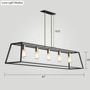 GobekUsa Industrial Black Trapezoid Island Light: 5-Bulb Metal Fixture for Dining Room Ceiling Suspension