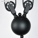 GobekUsa Industrial Black Wide Flare Pulley Pendant Light for Restaurant - 3 Bulb Hanging Island Fixture