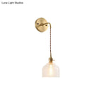 GobekUsa Industrial Brass Sconce with Clear Textured Glass Dome - One Light Lighting Fixture