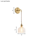 GobekUsa Industrial Brass Sconce with Clear Textured Glass Dome - One Light Lighting Fixture