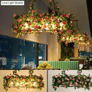 GobekUsa Industrial Cage Island Pendant Light with Plant Decoration - Rustic Restaurant Lighting