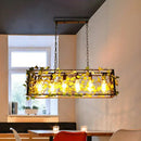 GobekUsa Industrial Cage Metal Pendant Light with Green Imitation Leaf for Dining Room