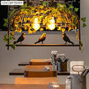 GobekUsa Industrial Cage Metal Pendant Light with Green Imitation Leaf for Dining Room