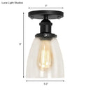 GobekUsa Industrial Clear Glass Cone Semi-Flush Light in Black for Living Rooms