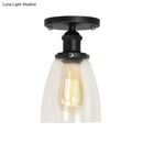 GobekUsa Industrial Clear Glass Cone Semi-Flush Light in Black for Living Rooms