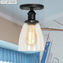 GobekUsa Industrial Clear Glass Cone Semi-Flush Light in Black for Living Rooms