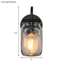 GobekUsa Industrial Clear Glass Wall Sconce with Black Jar Shade: Modern Bedroom Light Fixture with Floral Detail