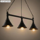 GobekUsa Industrial Cone Pendant Light - 3-Light Black Wrought Iron Hanging Lamp for Dining Room