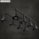 GobekUsa Industrial Conical Iron Pendant Light with 8 Bulbs for Wine Bar - Black/Rust