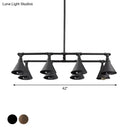 GobekUsa Industrial Conical Iron Pendant Light with 8 Bulbs for Wine Bar - Black/Rust