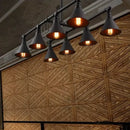 GobekUsa Industrial Conical Iron Pendant Light with 8 Bulbs for Wine Bar - Black/Rust