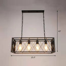 GobekUsa Industrial Cross Framed Pendant Light in Black for Dining Room - Iron Hanging Island Light