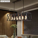 GobekUsa Industrial Cross Framed Pendant Light in Black for Dining Room - Iron Hanging Island Light