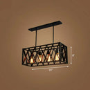 GobekUsa Industrial Cross Framed Pendant Light in Black for Dining Room - Iron Hanging Island Light