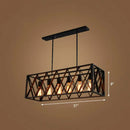 GobekUsa Industrial Cross Framed Pendant Light in Black for Dining Room - Iron Hanging Island Light