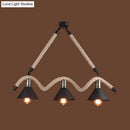 GobekUsa Industrial Hemp Pendant Lamp - Black/Brown, Wavy Design, 3 Heads