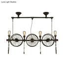 GobekUsa Industrial Iron Hanging Light Fixture - Wheel Piping, 2/3/4 Heads, Black - for Living Room Island