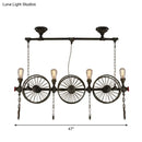 GobekUsa Industrial Iron Hanging Light Fixture - Wheel Piping, 2/3/4 Heads, Black - for Living Room Island