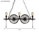 GobekUsa Industrial Iron Hanging Light Fixture - Wheel Piping, 2/3/4 Heads, Black - for Living Room Island