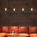 GobekUsa Industrial Iron Hanging Light Fixture - Wheel Piping, 2/3/4 Heads, Black - for Living Room Island