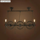 GobekUsa Industrial Iron Hanging Light Fixture - Wheel Piping, 2/3/4 Heads, Black - for Living Room Island