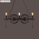 GobekUsa Industrial Iron Hanging Light Fixture - Wheel Piping, 2/3/4 Heads, Black - for Living Room Island