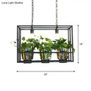 GobekUsa Industrial Iron Island Lamp with 3 Pendant Lights and Glass Plant Pot