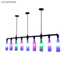 GobekUsa Industrial Iron Pipe Wine Bottle Pendant Light - Multi-Color Island Lamps