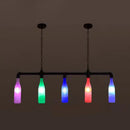 GobekUsa Industrial Iron Pipe Wine Bottle Pendant Light - Multi-Color Island Lamps