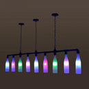 GobekUsa Industrial Iron Pipe Wine Bottle Pendant Light - Multi-Color Island Lamps