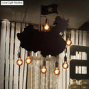GobekUsa Industrial Island Pendant Lamp - Iron Panel Black Hanging Light Kit - 7 Bulbs - Map and Flag Shape