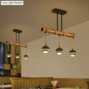 GobekUsa Industrial Linear Chandelier with Bamboo Tube and Rope, 2/3/6 Bulbs, Black Iron Pendant Lamp - Warm/White Light
