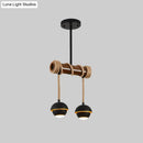 GobekUsa Industrial Linear Chandelier with Bamboo Tube and Rope, 2/3/6 Bulbs, Black Iron Pendant Lamp - Warm/White Light