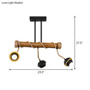 GobekUsa Industrial Linear Chandelier with Bamboo Tube and Rope, 2/3/6 Bulbs, Black Iron Pendant Lamp - Warm/White Light